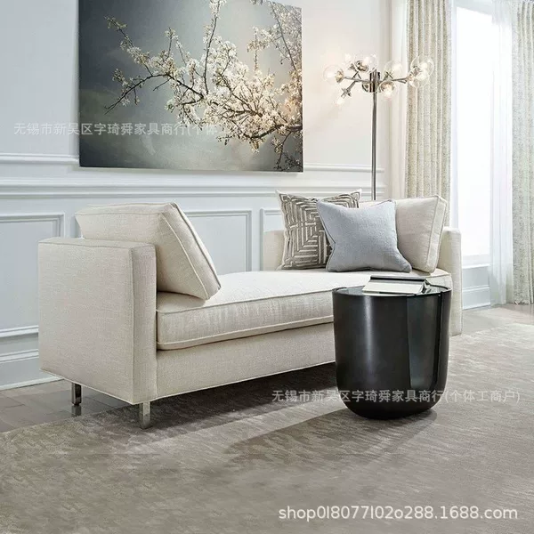 Nordic high-end linen fabric bedroom end-of-bed bench, solid wood bed bench, small sofa, dressing room long bench, fully assembled
