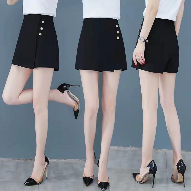 High-Waisted Shorts for Women, Spring/Summer 2026 New Style, Versatile Black Casual Suit Shorts, Wide-Leg Pants, A-Line Skirt Shorts