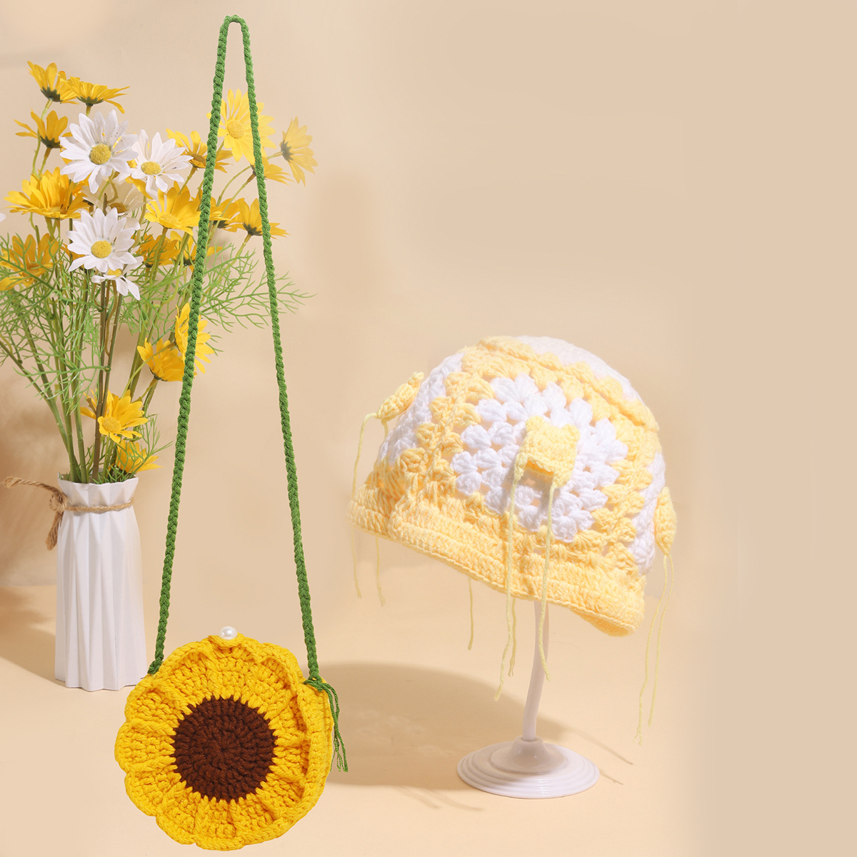 Chapeau de pêcheur en laine tissé à la main pour homme gros, mignon, automne et hiver, doux et enfantin, à bord court_voghion.com