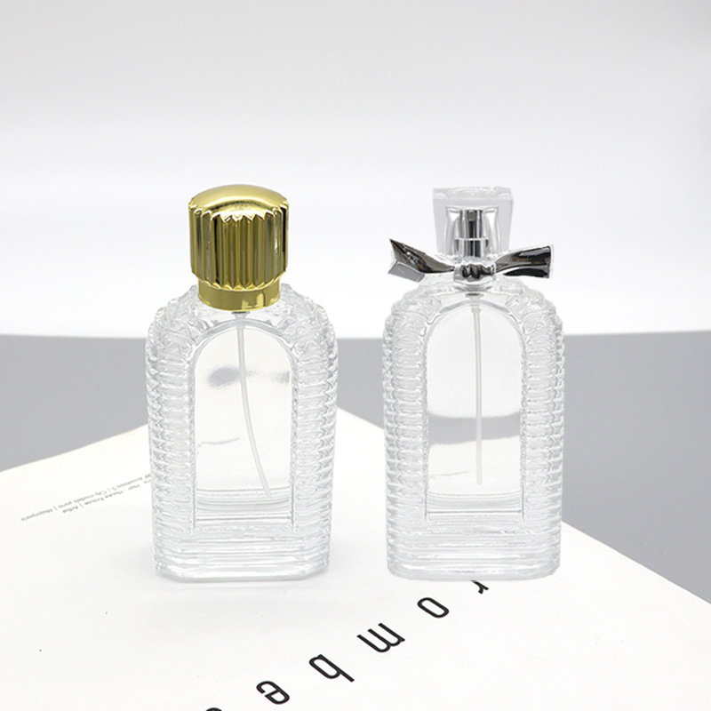 横条纹个性玻璃香水瓶分装瓶喷雾瓶卡口轻奢风瓶子化妆品空瓶
