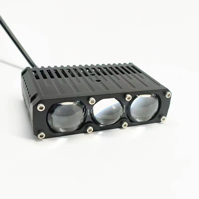 Cross-border best-selling high-power 75W three-eye car grille lights, featuring integrated high and low beam LED headlights and a hidden grille spotlight (İşçi projektorları) - black-3-bead-center-net