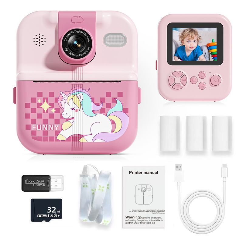 Transfronterizo nueva cámara de impresión infantil P02 APP conexión 180 grados lente de flip impresión térmica fotolitre