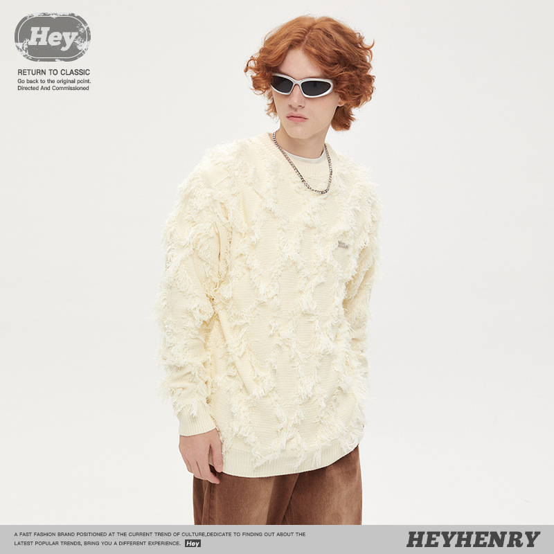 Men's Retro Niche V-neck Knitted Sweater Jacket Image 3