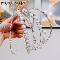 法式復古珍珠發箍女 韓國ins金屬水鑽發卡頭箍仙女森系超仙髮飾