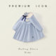 Girls blue plaid dress 2025 spring new female baby Korean lapel long sleeve skirt a generation of hair