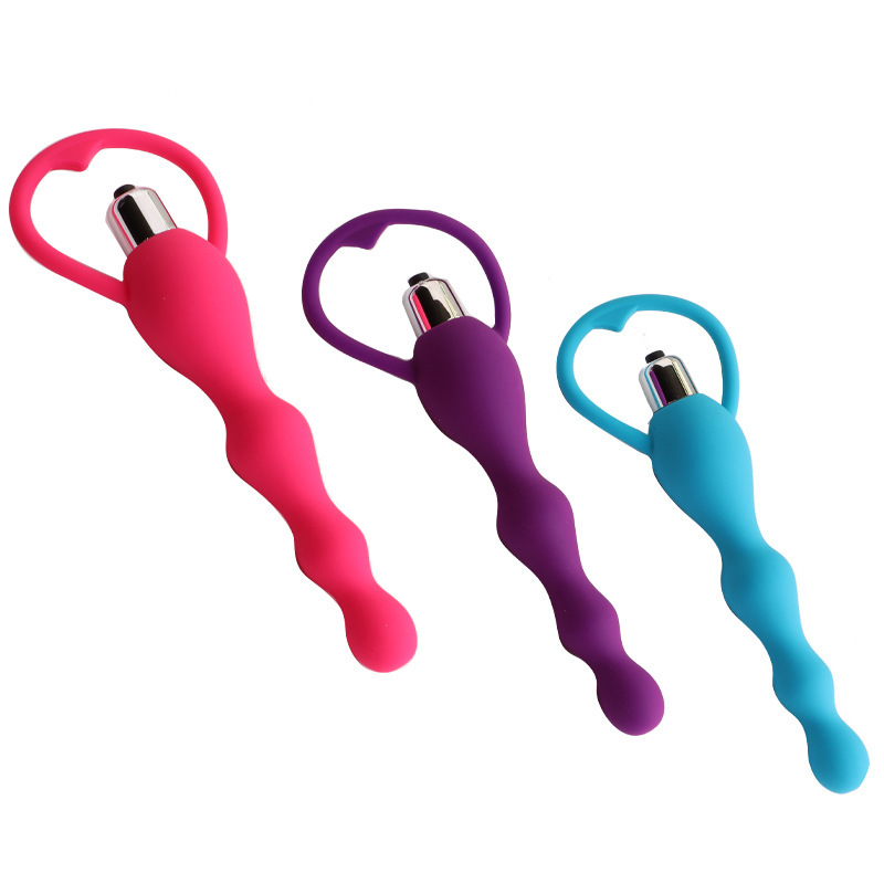 Vibrating Silicone Anal Beads Plug, Black Multi-Function Adult Toy — detail image 8