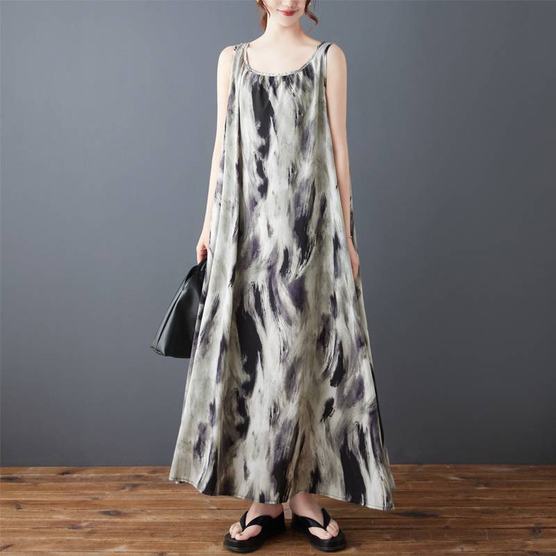 Summer fashionable shiffon retro long dress sleevless