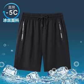 源头厂家锦纶冰丝裤夏季宽松韩版大码运动休闲短裤速干弹力男短裤