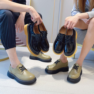 British style big head small leather shoes women's 2025 new vintage muffin thick bottom couple Korean style high top short boots men