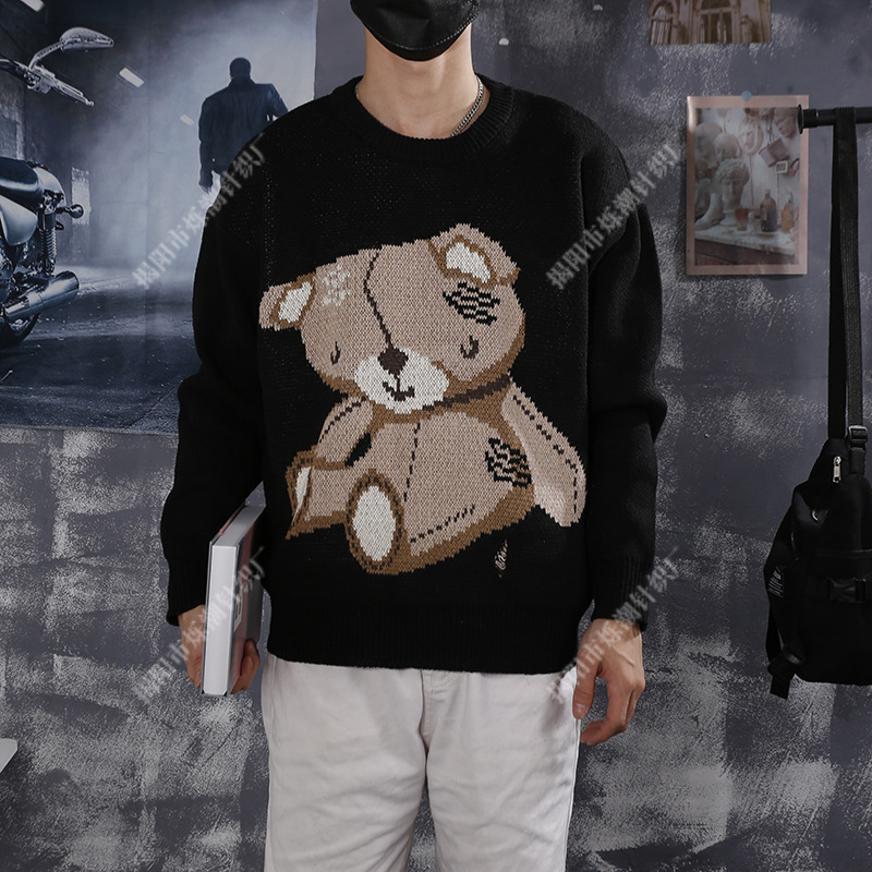 Hong Kong style round neck sweater men's...