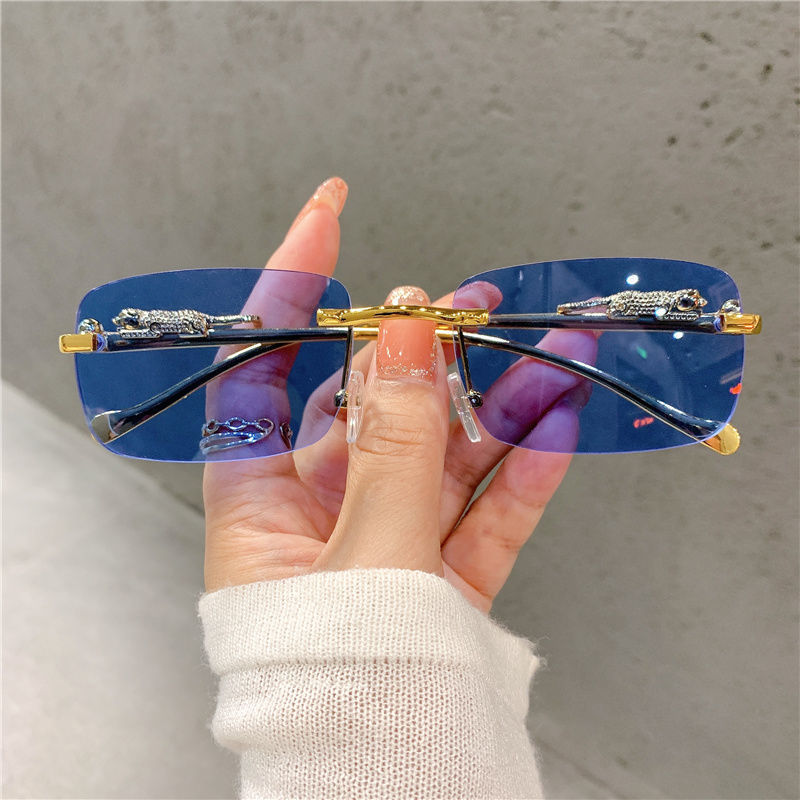 Modische Eckige Randlose Sonnenbrille Für Damen Und Herren_voghion.com