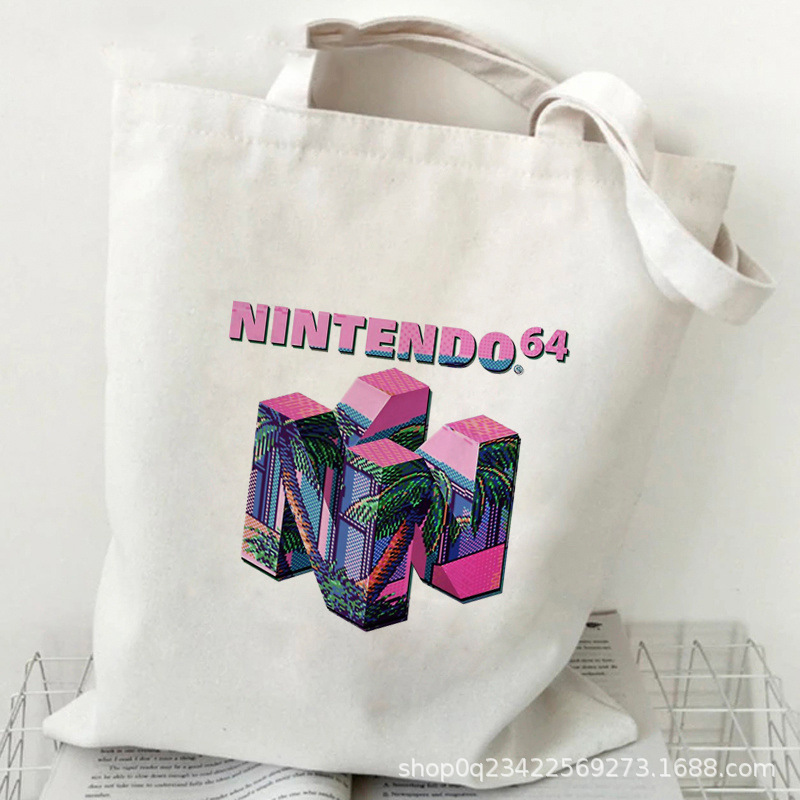 跨境外贸Vaporwave印花帆布包原宿单肩包学生时尚手提袋现货