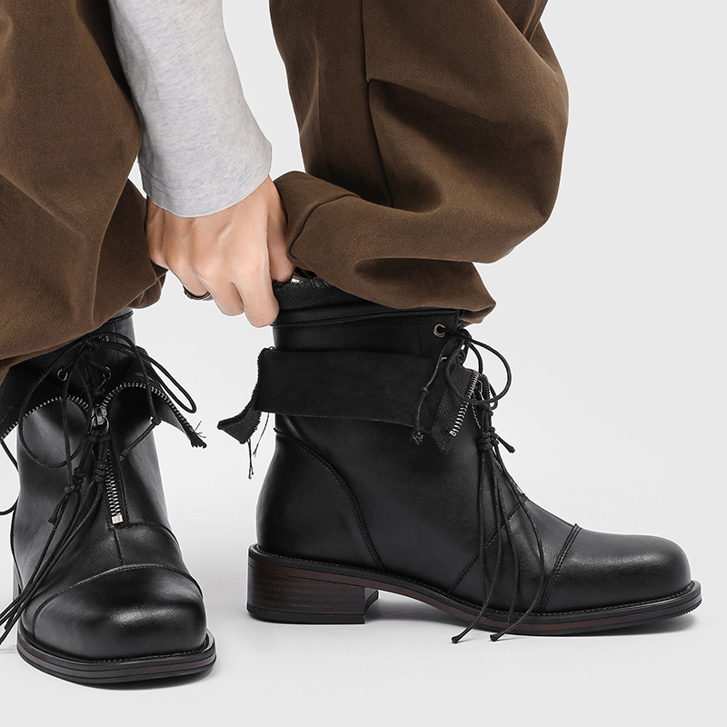 British Style Retro High-Top Martin Boots Thick-Soled Height-Increasing Ankle Boots Outdoor Men's Boots with a Wandering Design High Street Work Boots