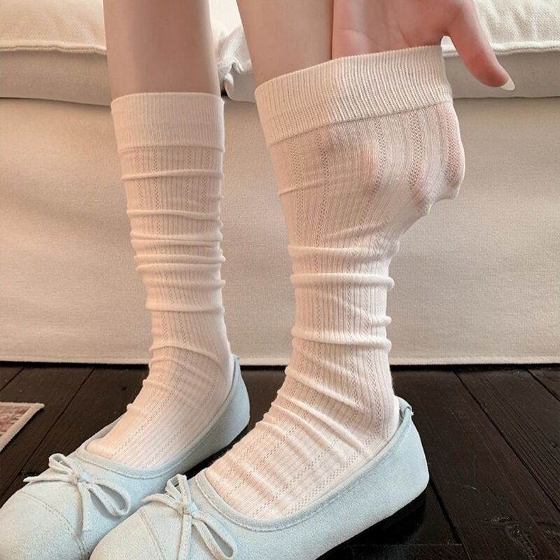 Ballet-Style Calf Socks for Women, Spring and Summer Models, Solid Color Thin Mesh Cotton Socks, White Miu-Style Long Socks, Slouch Socks Ballet-Style Calf Socks for Women, Spring and Summer Models, Solid Color Thin Mesh Cotton Socks, White Miu-Style Long Socks, Slouch Socks