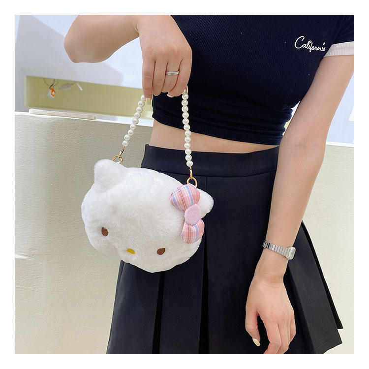 2022 New plush doll, cute Maneki Neko crossbody bag for girls, children's cartoon parent-child women's bag undefined
