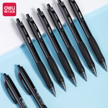 得力S60臻顺滑按动中性笔0.5mm子弹头办公书写水笔走珠笔黑色红色