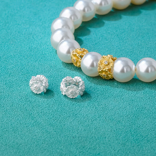 925 sterling silver running ring set with diamond garland daisy separated beads handmade diy pearl bracelet loose bead necklace necklace pendant loose beads