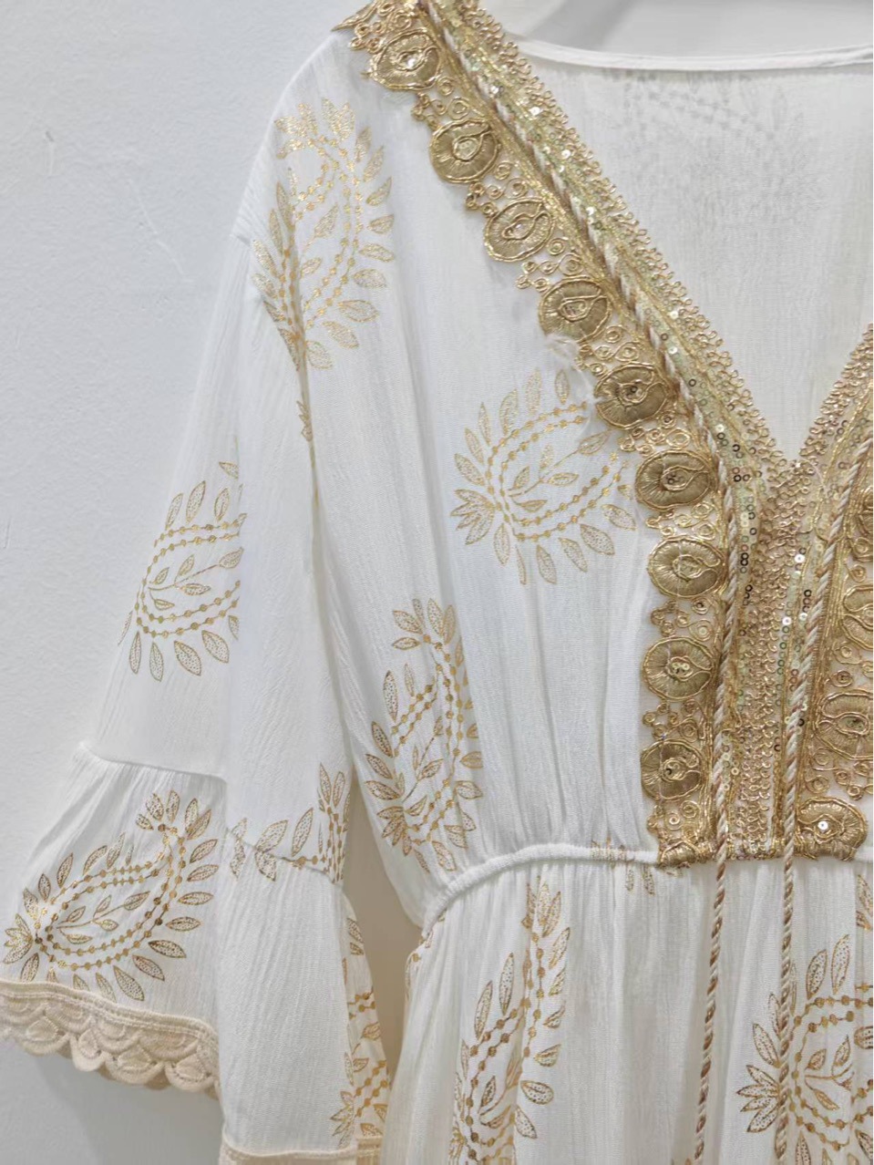 New Women's Fashion Malay Indonesian Muslim Robe Fashionable Gold Embroidered Dress_ecoleips.com