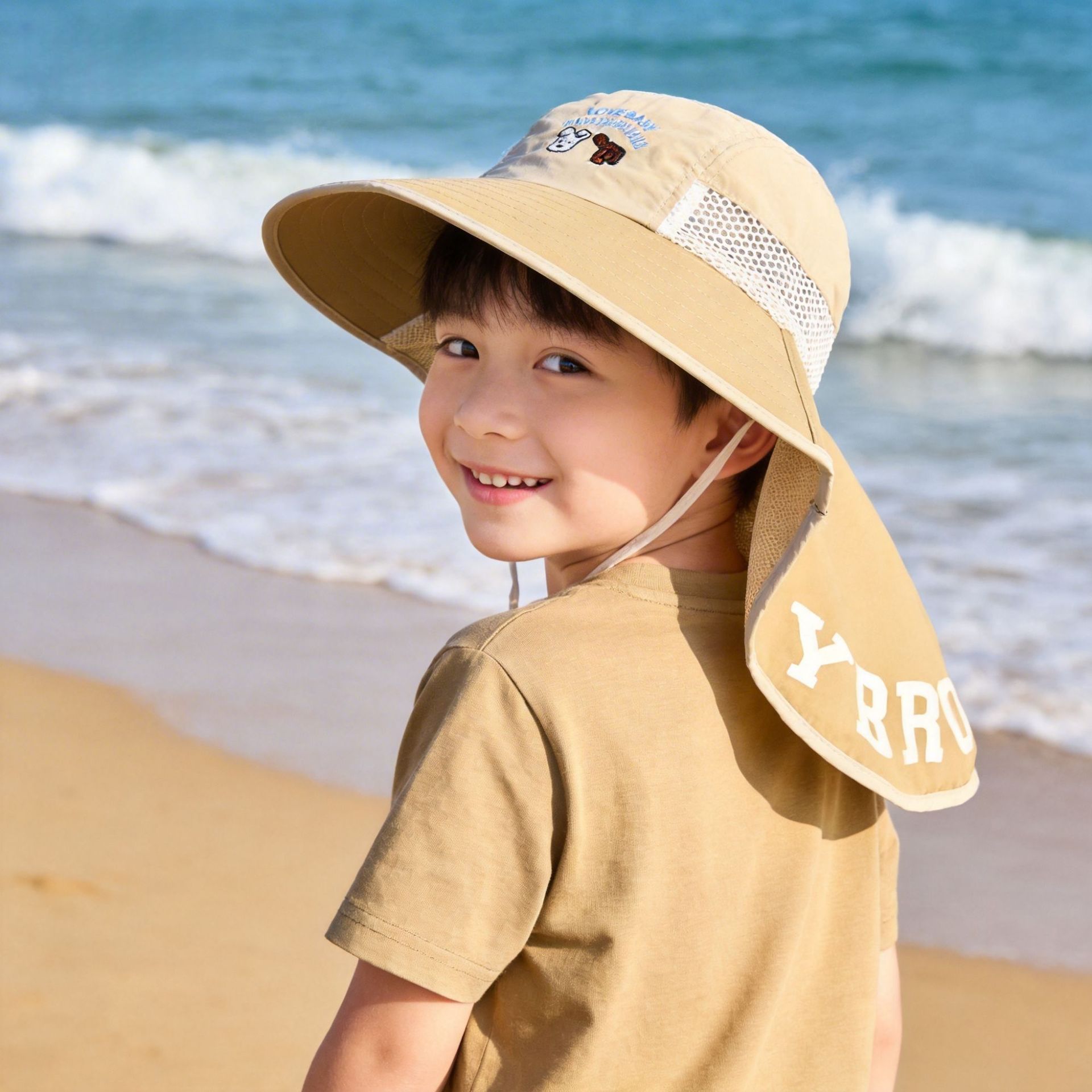 Sombrero de sol para niños con protección nuca contra uv_voghion.com