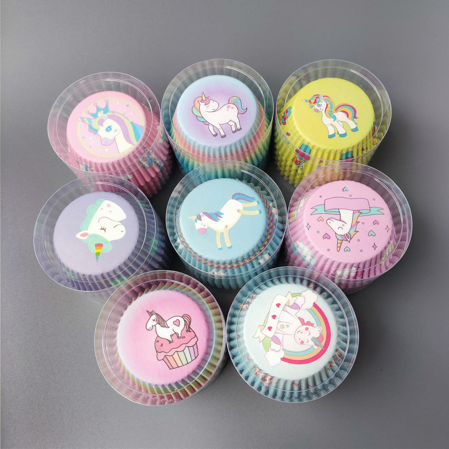 100 pcs / caja Xue Mei Niang soporte de papel para pastel medio soporte de papel para hornear tazas de papel muffin relleno soporte de papel a prueba de aceite