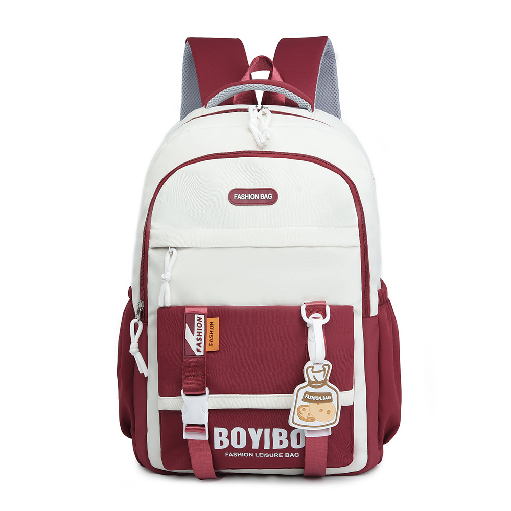 Nueva tendencia de la moda color de contraste mochila de gran capacidad impermeable para estudiantes universitarios de secundaria y preparatoria mochila de viaje ligera al por mayor