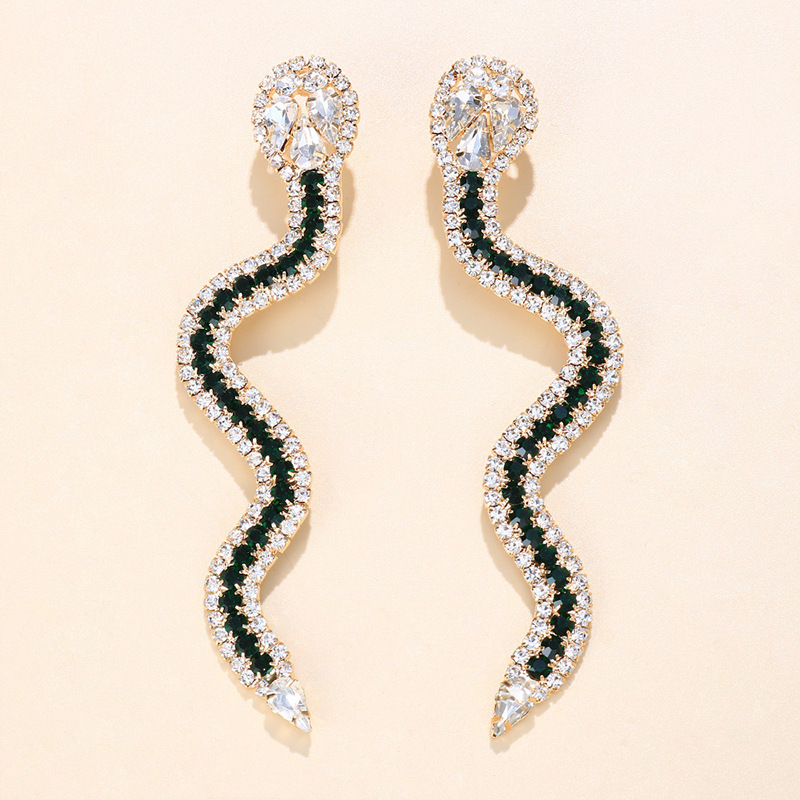 Women'S Gender Fashion Geometric Snake Rhinestone Metal Earrings