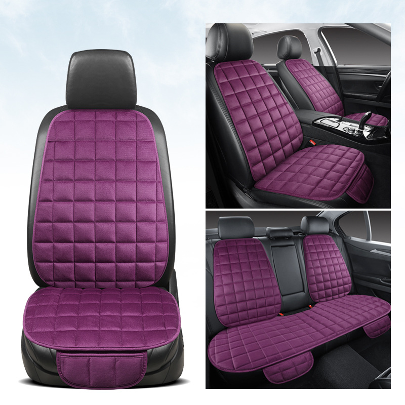 Red quilted car rear seat cushion, universal for all seasons, non-slip, full-cover seat cushion three-piece set