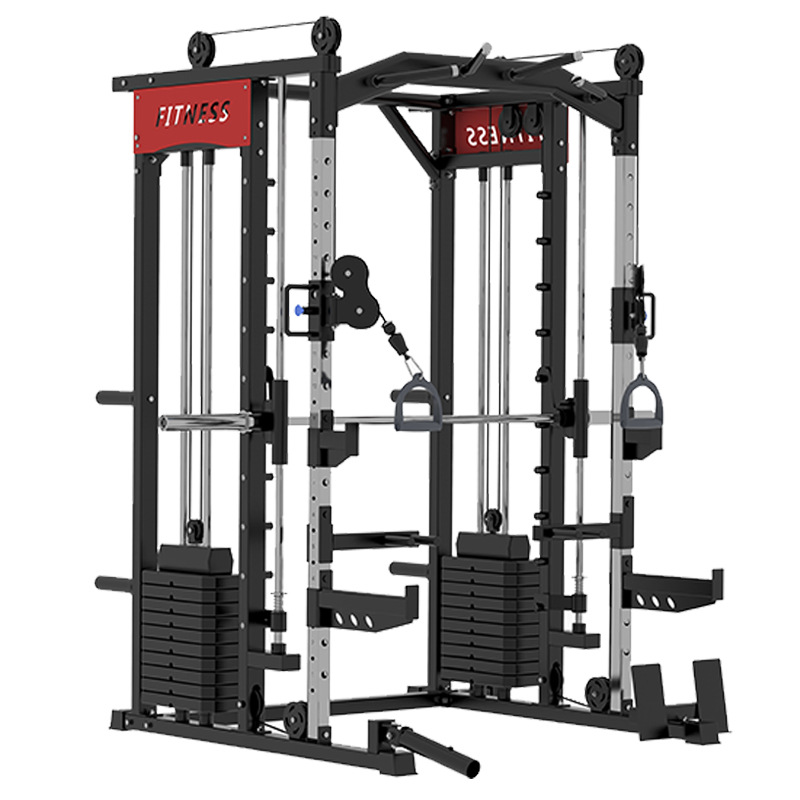 Venta directa de fábrica de equipos de fitness Smith, rack multifuncional tipo jaula, banco de press, rack para sentadillas, dispositivo de entrenamiento integral.