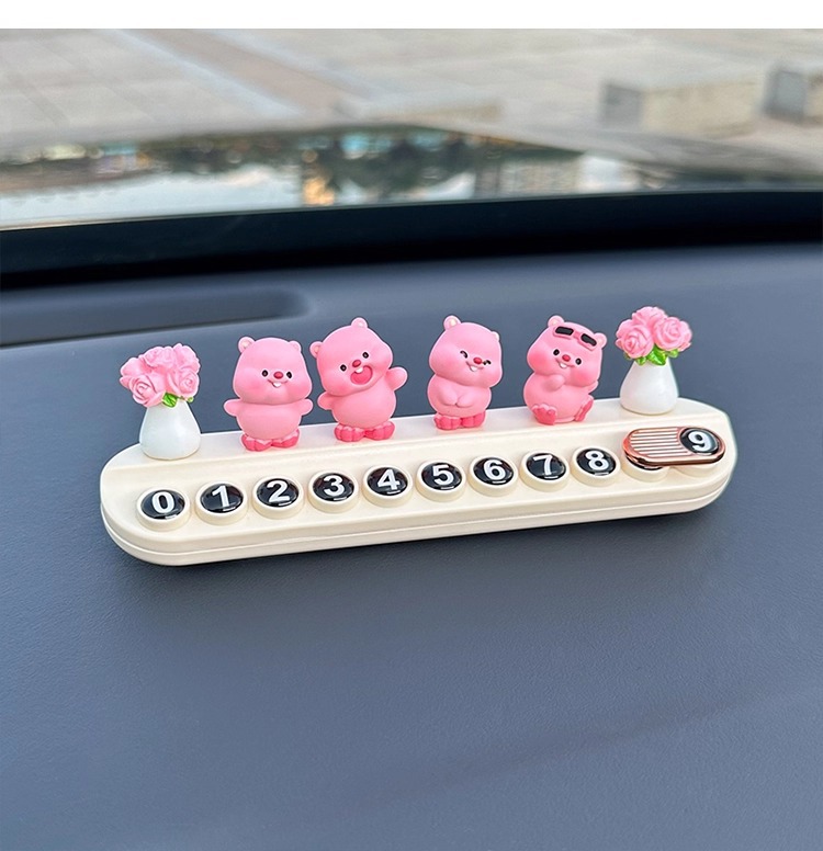 Pink Ruby Little Beaver Car Temporary Aromatherapy Parking Number Plate New Model Mobile Phone Number Plate Car Interior Decoration Small Ornament