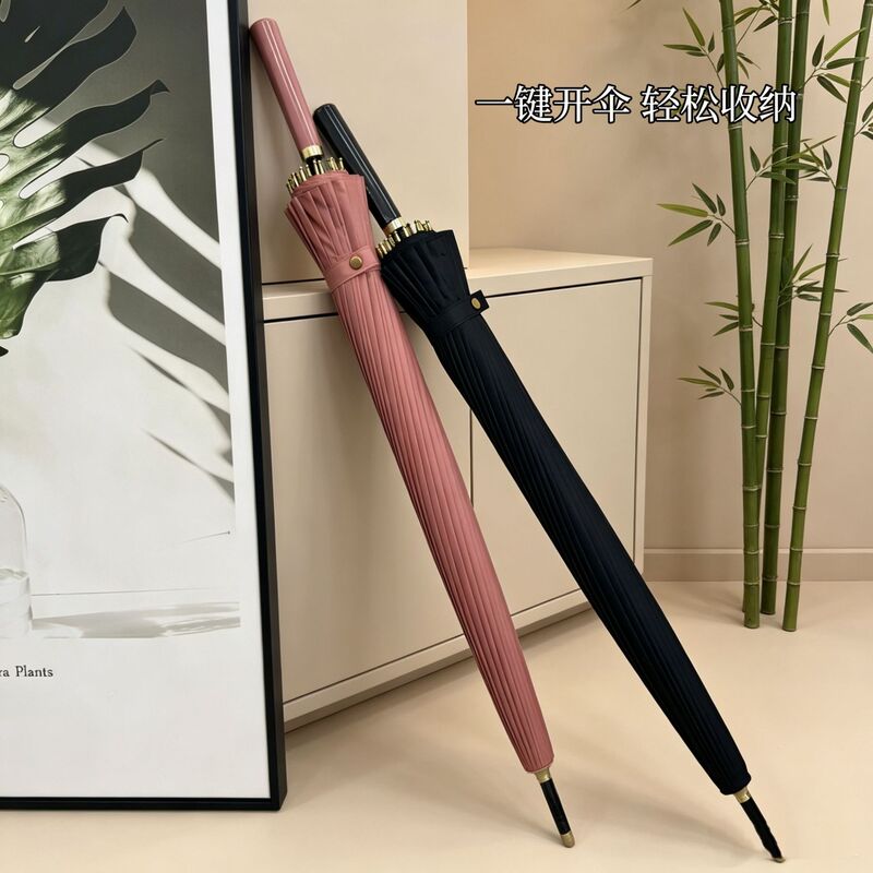 24-Rib Double-Person Long-Handle Straight Umbrella, Vintage Gift Umbrella with Printed Text, Promotional Umbrella for Business Men with Logo Printing