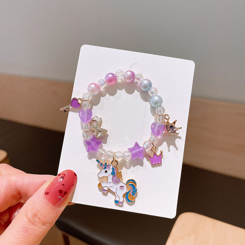 Pulsera de los niños de dibujos animados Mujer Princesa cuentas de vidrio Linda niña bebé pulsera estudiante joyería al por mayor