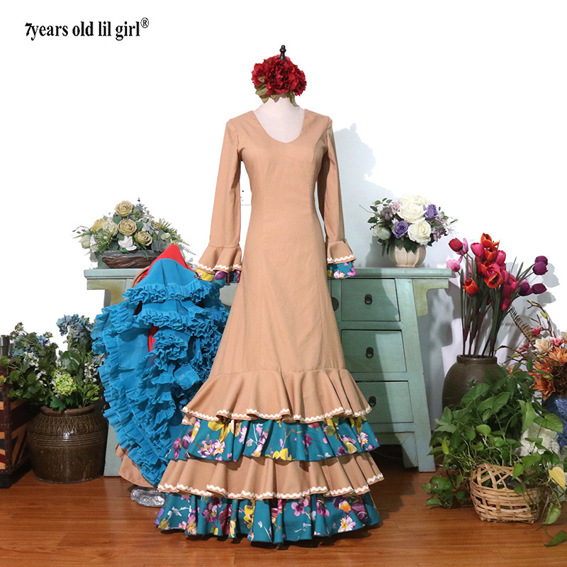 Flamengo long-tail skirt, Bata brand, designed for Flamengo Spanish dance performances, model CWQ54