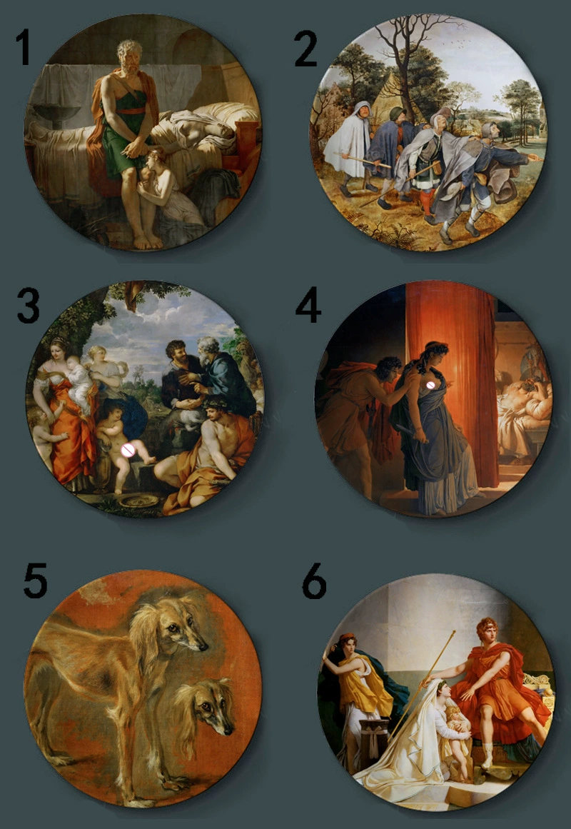 Декоративная тарель с масляной росписью Louvre, европейская настенная керамическая панель, декоративная тарелка для гостиной, для винного шкафа или ТВ-тумбы