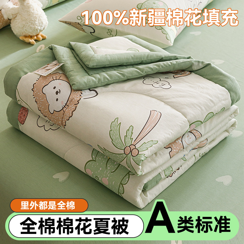 Edredón de aire acondicionado lavable de algodón de clase A, núcleo de edredón de algodón de Xinjiang, edredón de algodón impreso de verano, edredón de regalo doble