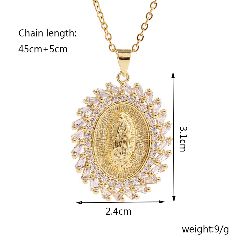 Virgin Mary Pendant Copper Inlaid Zirconium Necklace Wholesale Nihaojewelry display picture 1