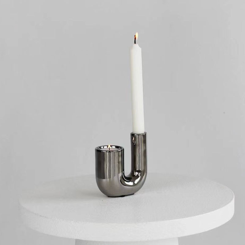 Moderno minimalista plateado cerámica mesa artesanía decoración de escritorio inswind hogar decoración suave vela