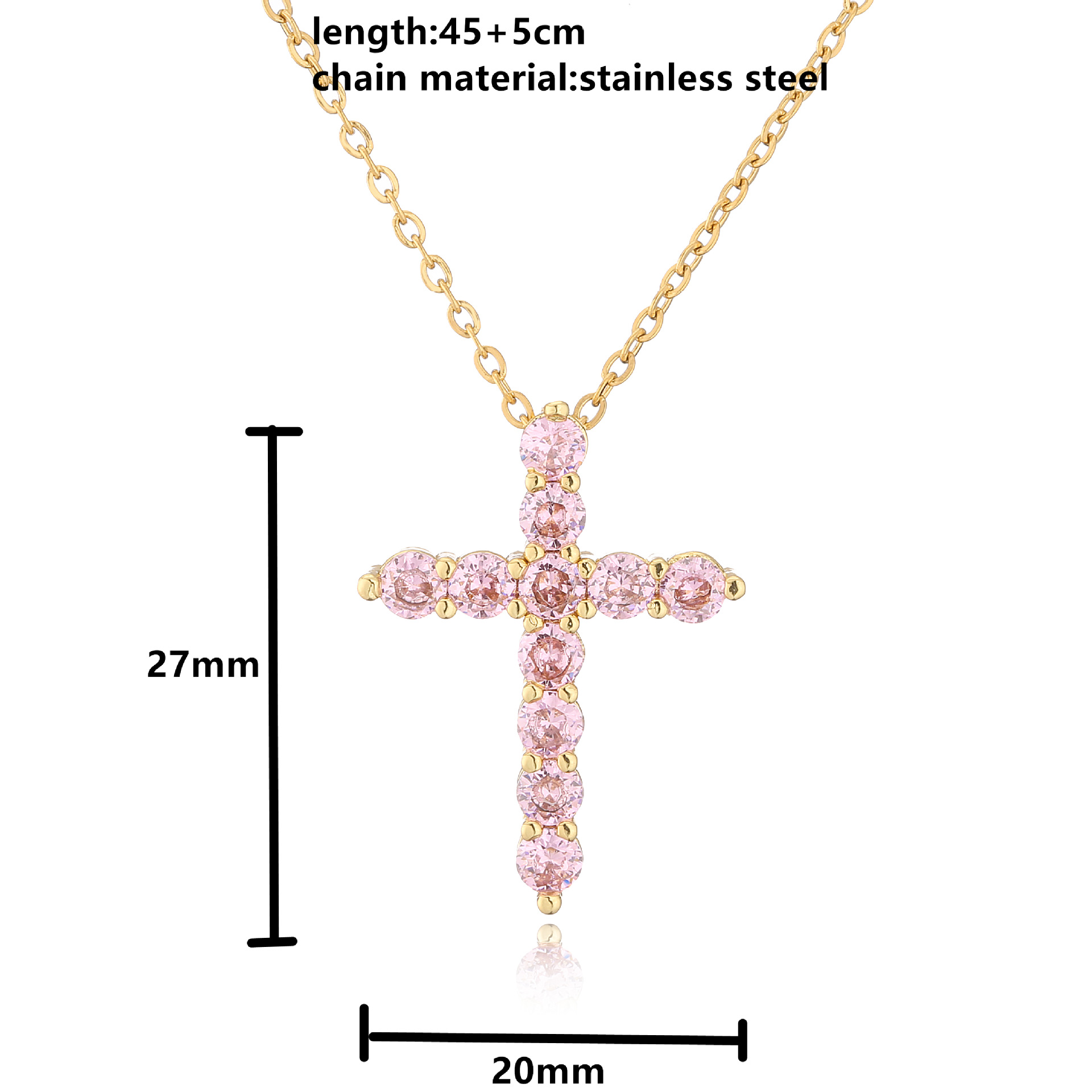 Micro Incrusté Zircon Pendentif Croix De Cuivre Collier Religieux Ornement display picture 2