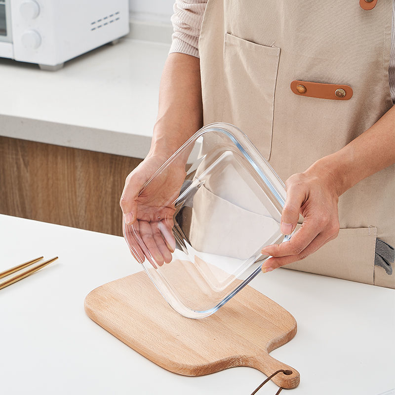 钢化玻璃烤盘长方形焗饭碗烤鱼盘家用耐微波炉烤箱烤肉烘焙盘子