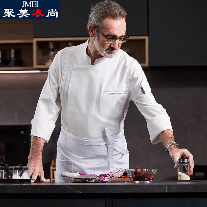 Hotel Chef Clothes Long Sleeve High-end Catering Hot Pot Hotel Kitchen Work Clothes suit Clothes Cake Shop Uniform