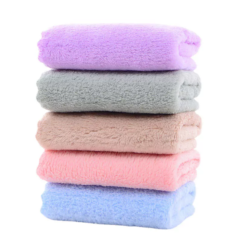 珊瑚绒小方巾家用简约男女洗脸毛巾厂家批发成人素色多色多彩毛巾