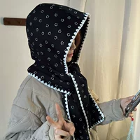 Корейская версия смайлик бант метод шапка шаль вязаный шарф сплошной цвет с шапкой новый трикотажный осенний и зимний нагрудник