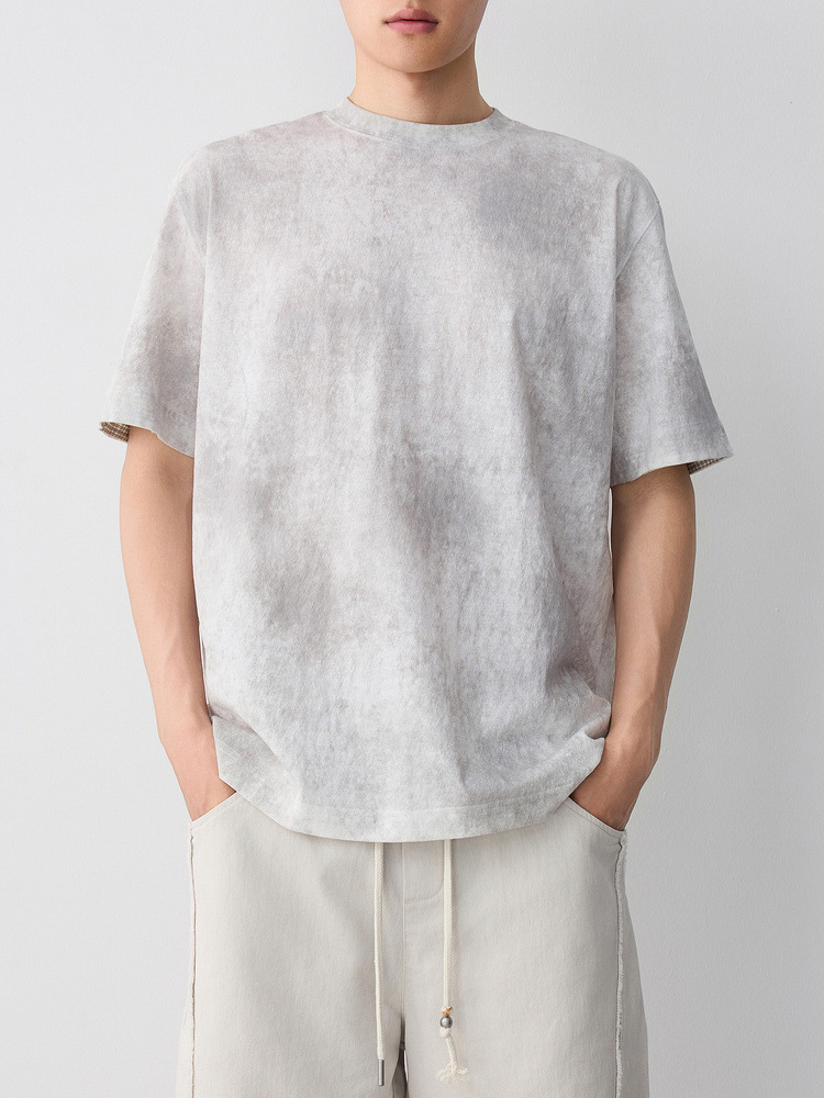 Áo thun nam tay ngắn cổ tròn chất liệu lanh cotton phong cách đường phố — màu cà phê chi tiết 4