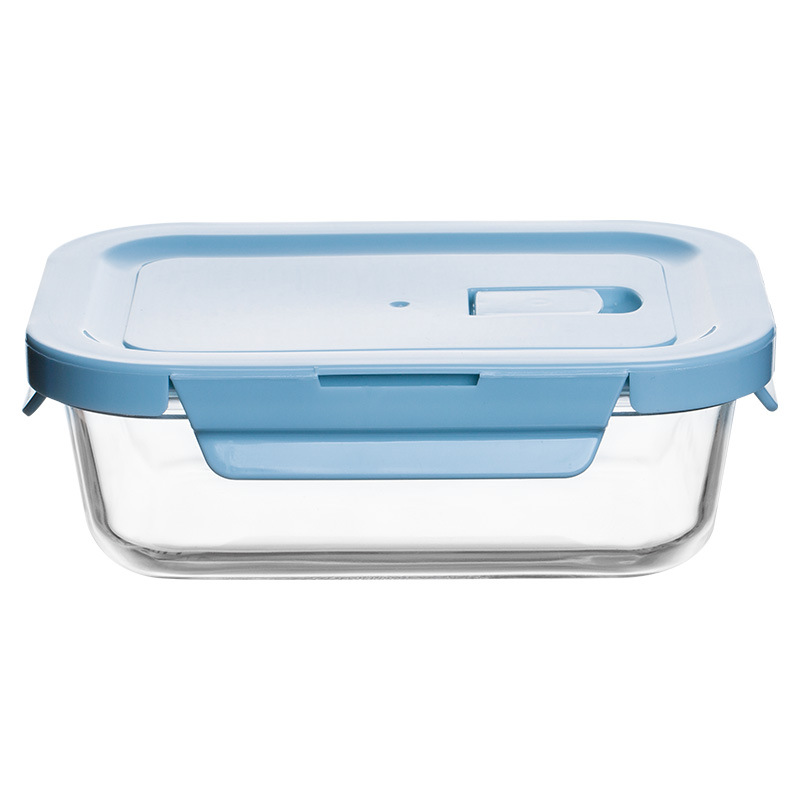 Fiambrera de vidrio tazón de vidrio horno microondas transparente caja de conservación rectangular caja de almuerzo resistente a altas temperaturas lonchera redonda para el hogar