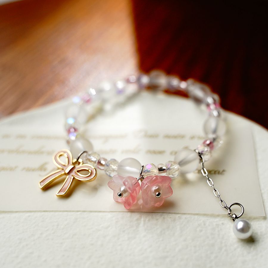 Cute Bow Knot Alloy Beaded Flowers Bracelets
