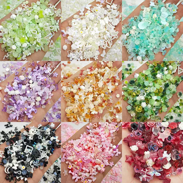 Cross-Border Fairy Nail Art Accessories Mixed Pack with Camellia Flowers, Bowknots, Flower Nail Rhinestones, DIY Phone Case Decorations