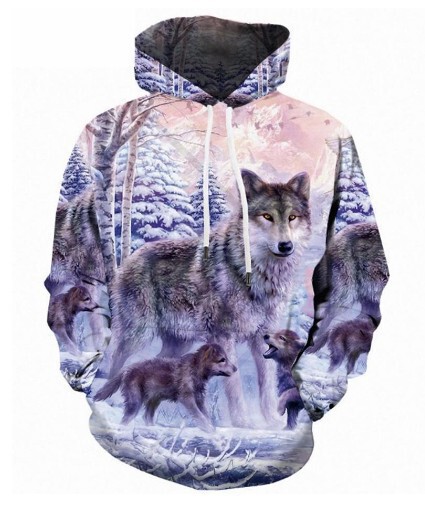 Aliexpress New Amazon wish New Cross-border Snow Wolf Sweatshirt European and American Hooded 3d Large Size Sweatshirt