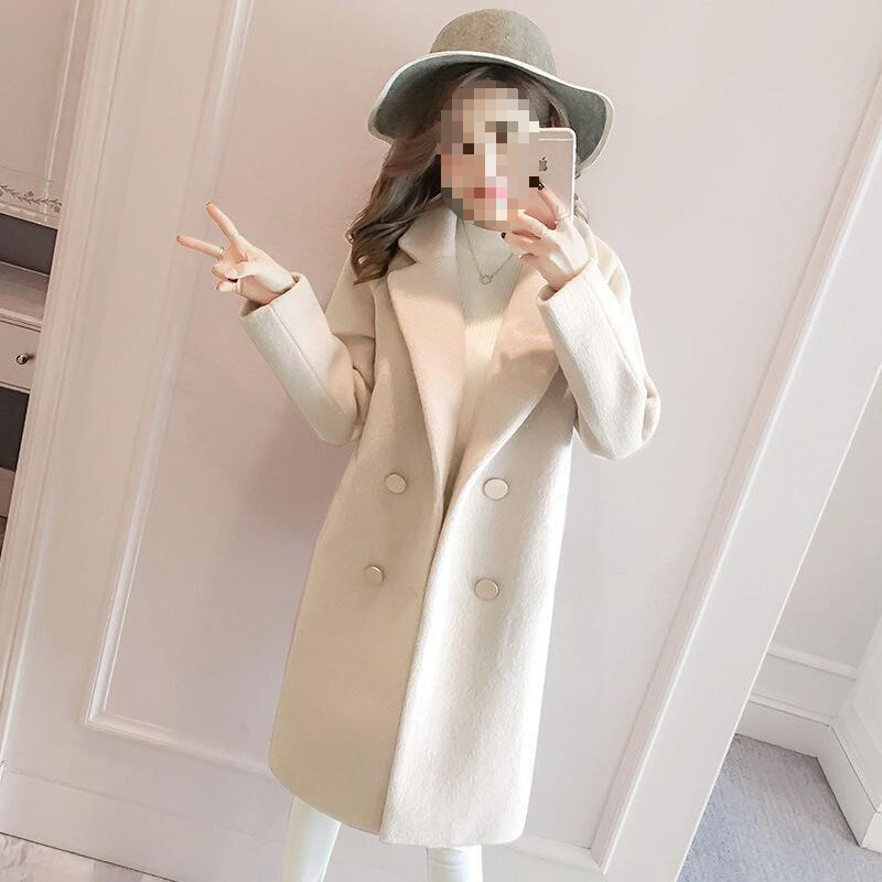 Add Cotton/Thick Woolen Outwear Women's Mid-Length 2025 Autumn and Winter New Korean Style Loose Woolen Outwear for Small People