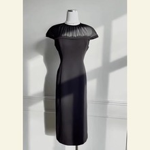 法式赫本风轻奢高级感气场强大别致独特绝美黑色连衣裙女夏季3168