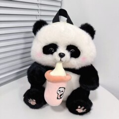 外贸可爱奶品熊猫玩偶毛绒玩具卡通包双肩背包儿童礼物