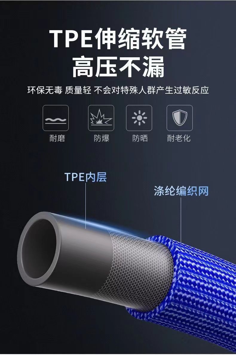 High-Pressure Car Wash Water Gun for Home Use, Powerful Spray Nozzle with Telescopic Hose, Hose for Tap Water, Special Tool for Watering Flowers